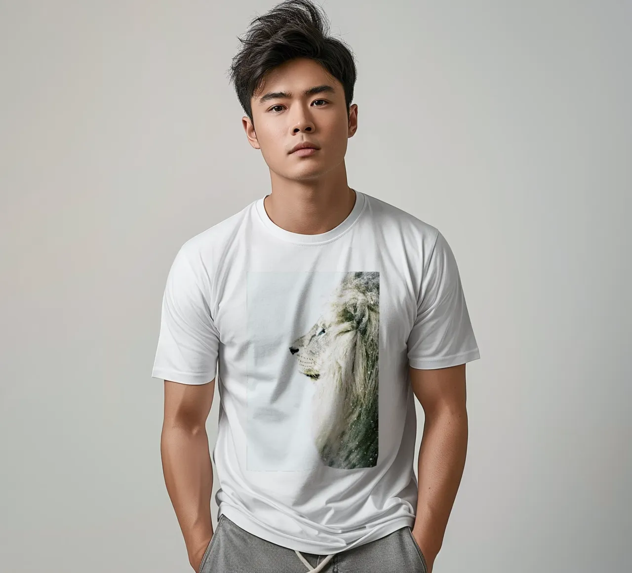Leone nella neve t-shirt da Monika Strigel