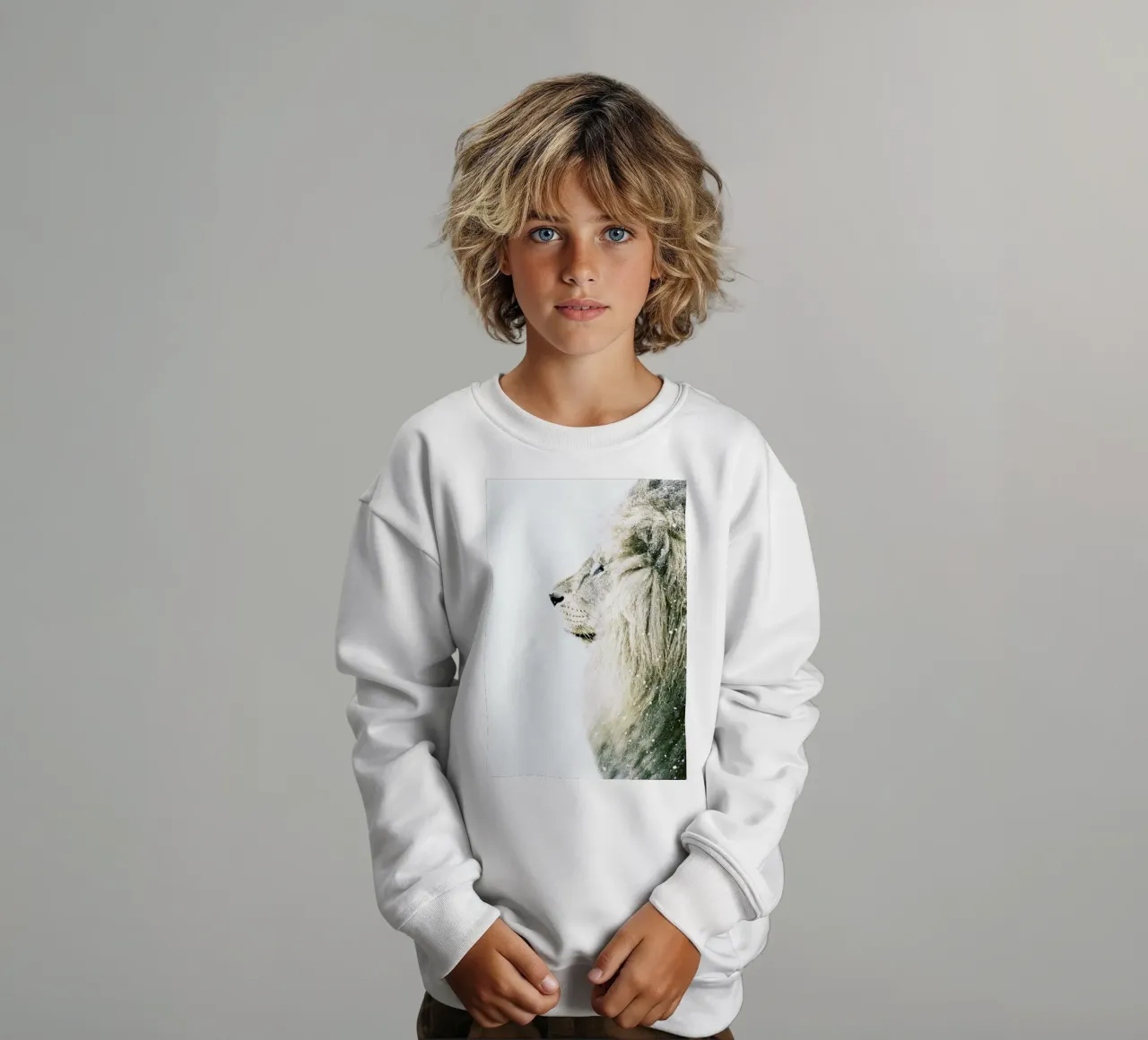 Leone nella neve felpa bambino da Monika Strigel