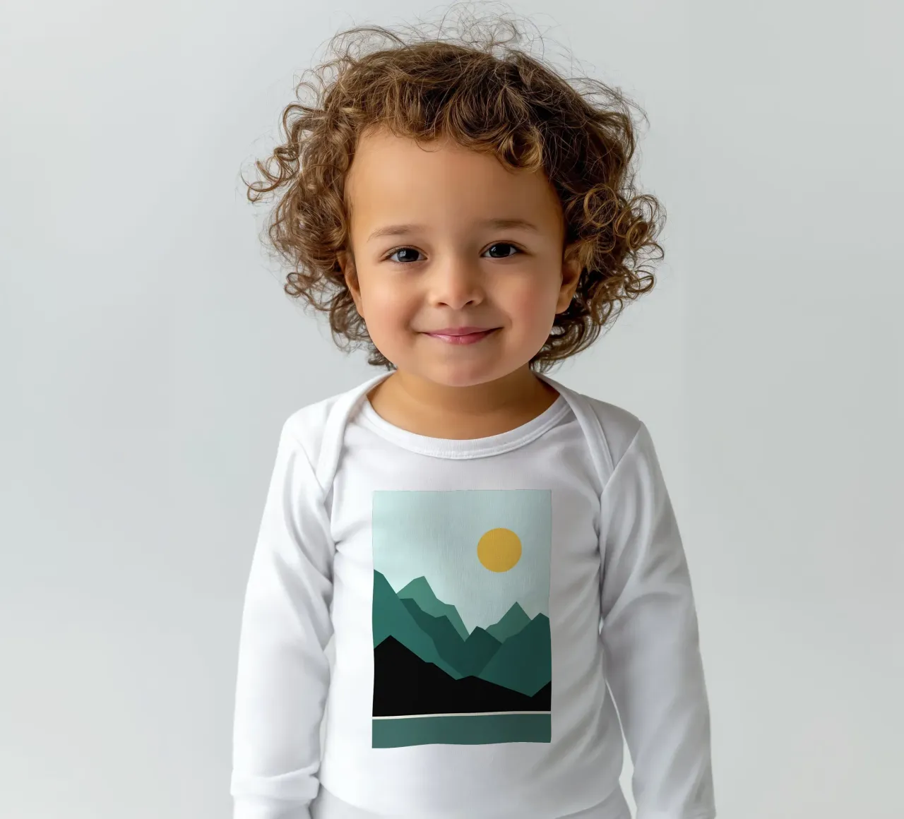 sunrise on the mountain long-sleeve baby romper by Bartosz Powalka