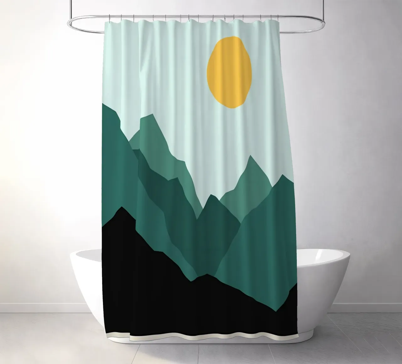 sunrise on the mountain shower curtain by Bartosz Powalka