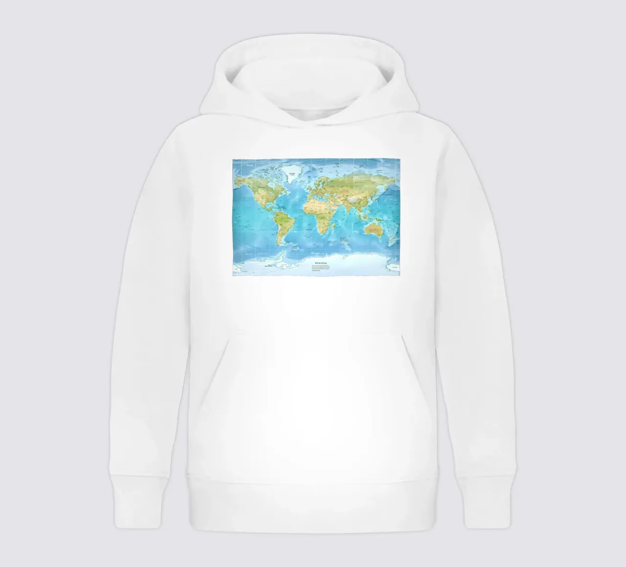 Physical World map kids hoodie by Aiden Garcia