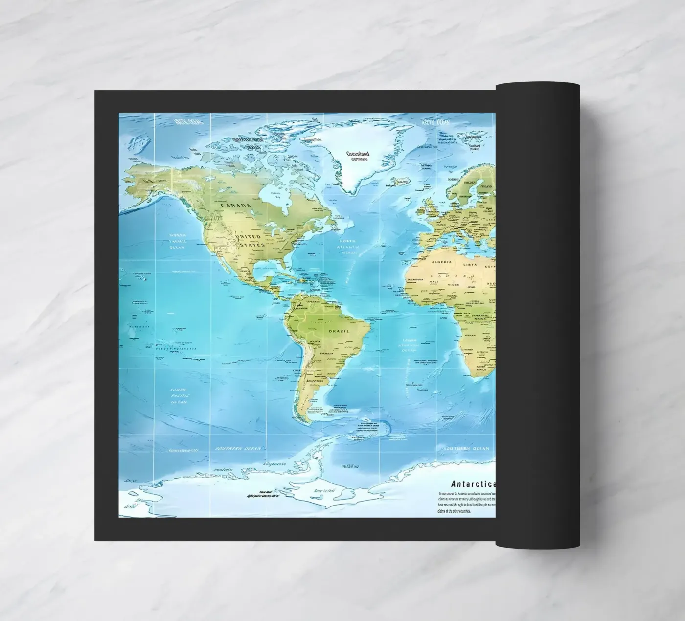 Physical World map doormat by Aiden Garcia