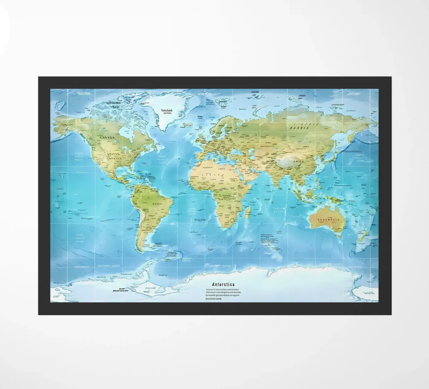 Physical World map doormat by Aiden Garcia