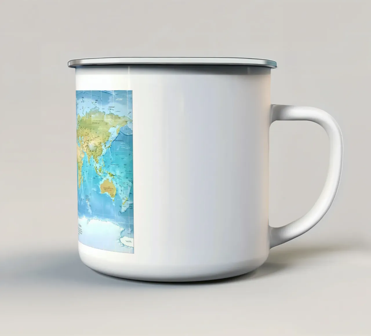 Mappa del mondo fisico tazza in smalto da Aiden Garcia