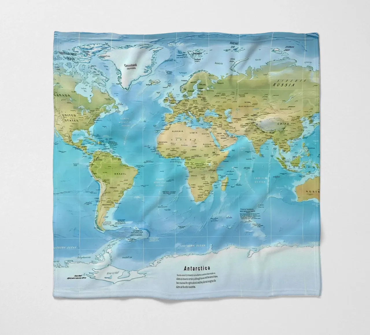 Mappa del mondo fisico coperta in pile da Aiden Garcia