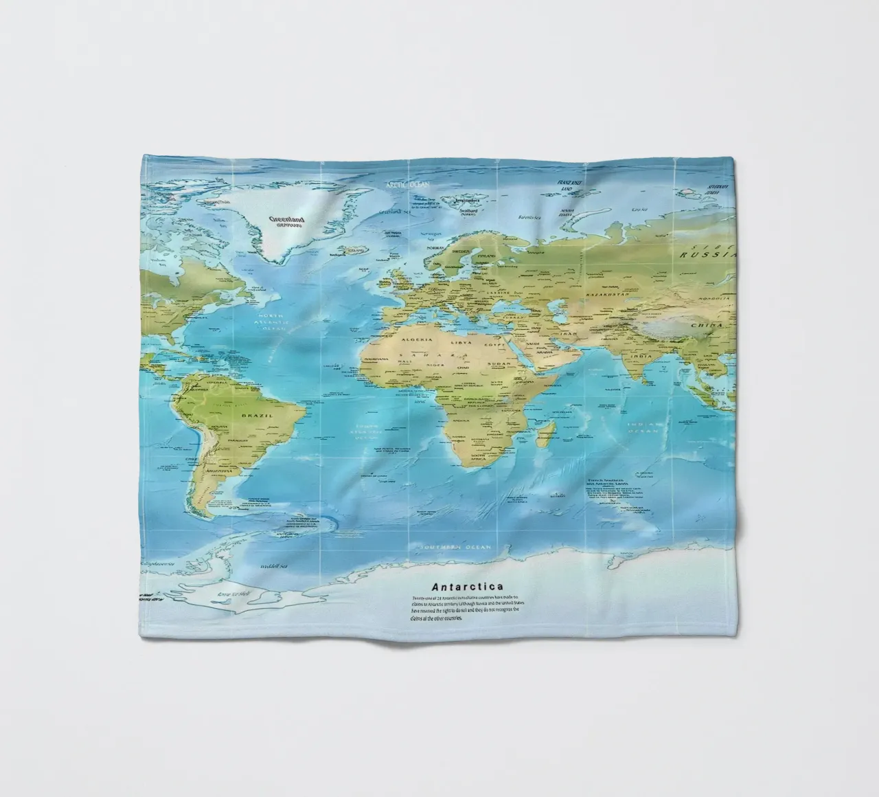 Mappa del mondo fisico coperta in pile da Aiden Garcia