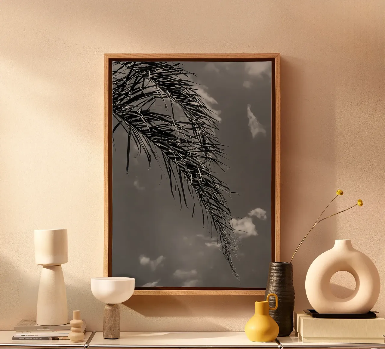 palm leaf and clouds canvas by Matthew Katz