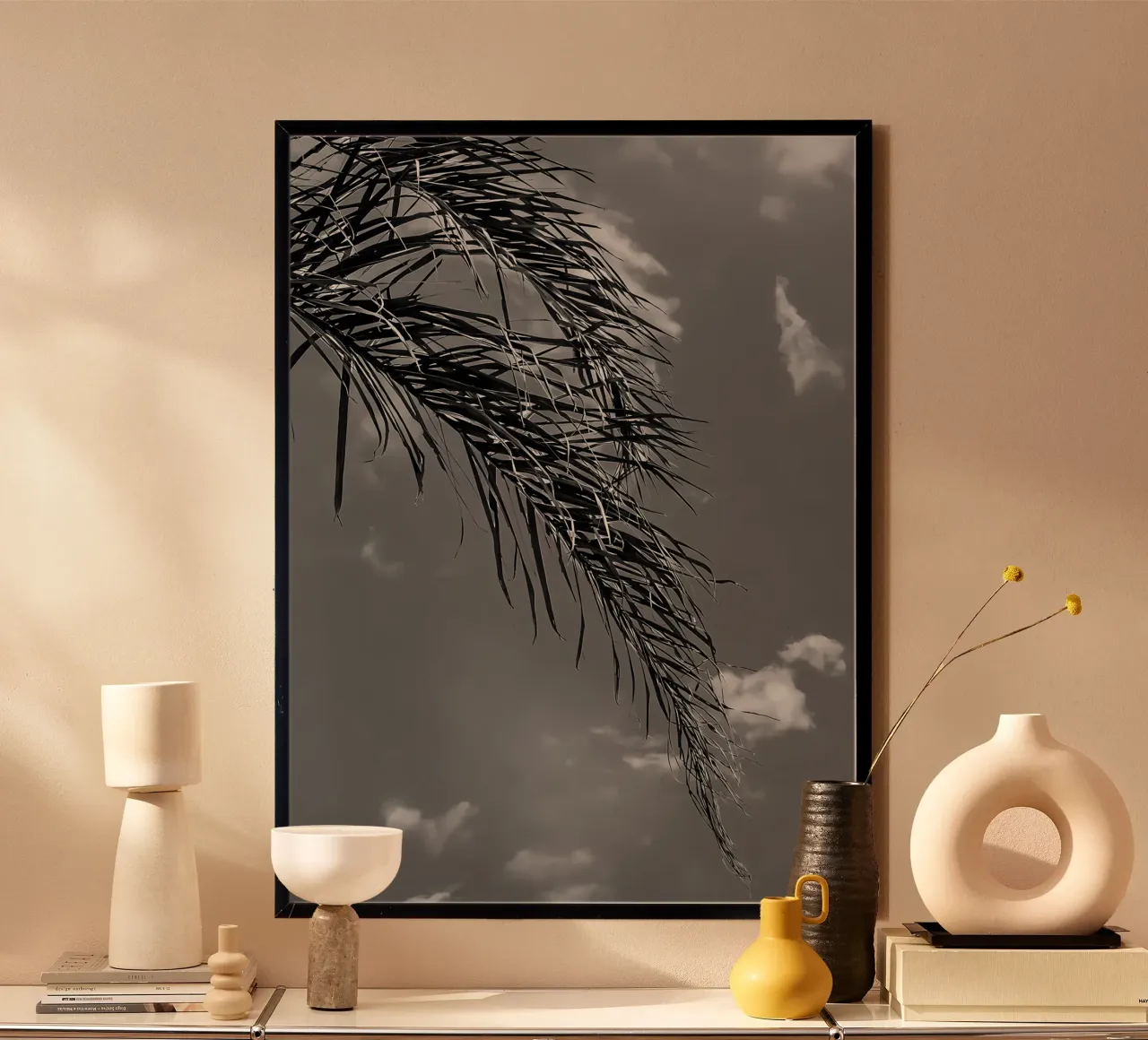 palm leaf and clouds hahnemühle by Matthew Katz