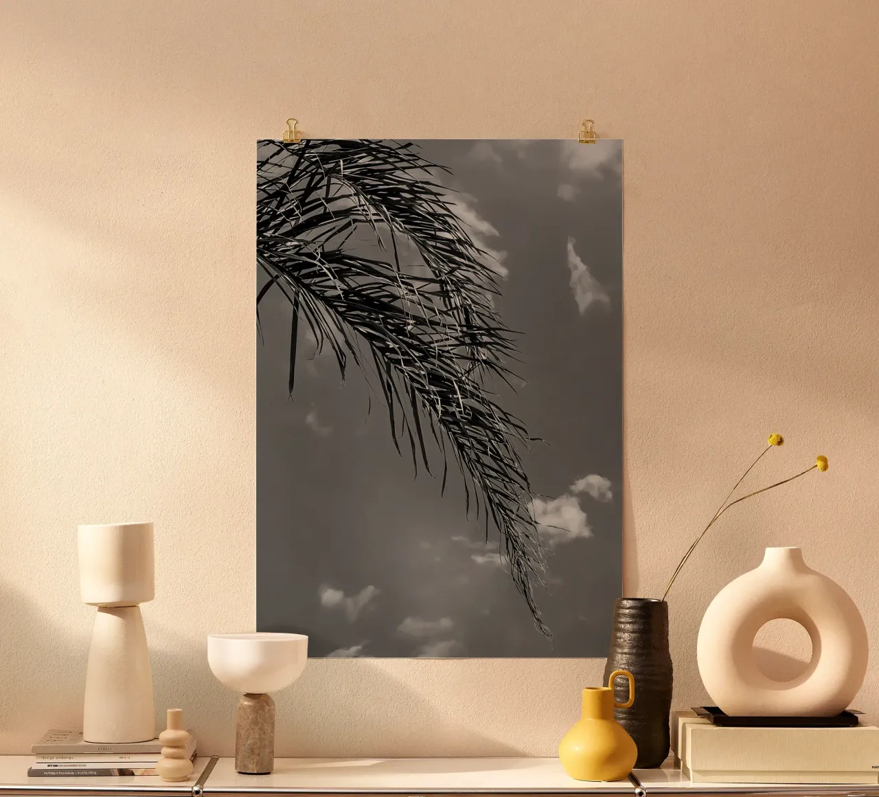 palm leaf and clouds hahnemühle by Matthew Katz
