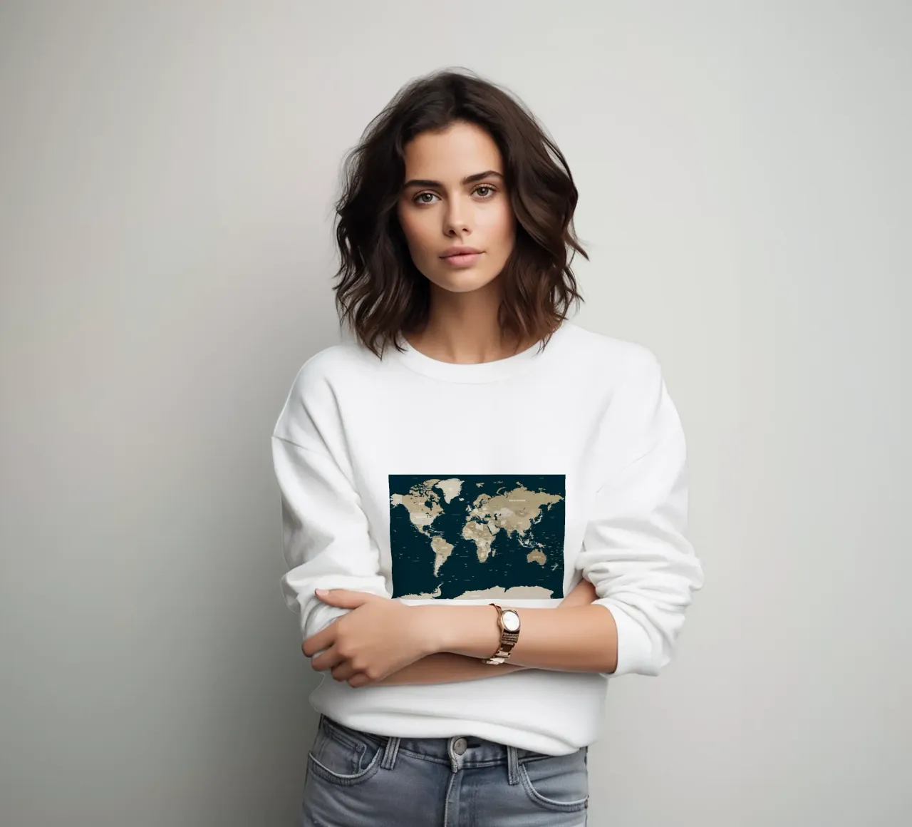 Mappa del mondo blu e marrone felpa da Aiden Garcia