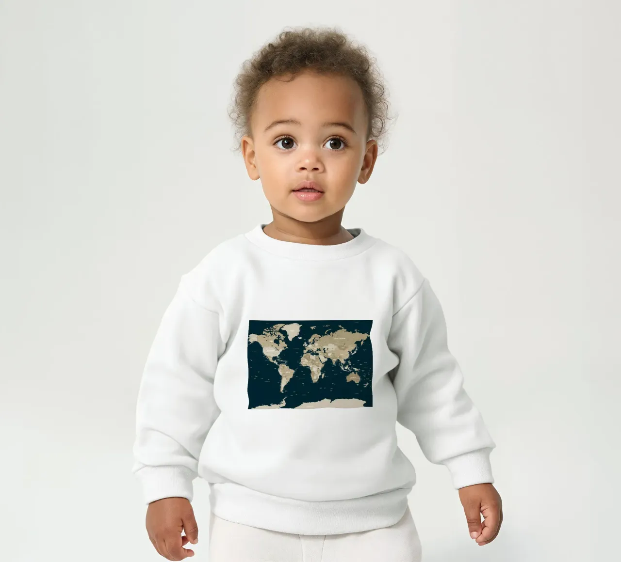 Mappa del mondo blu e marrone felpa neonato da Aiden Garcia