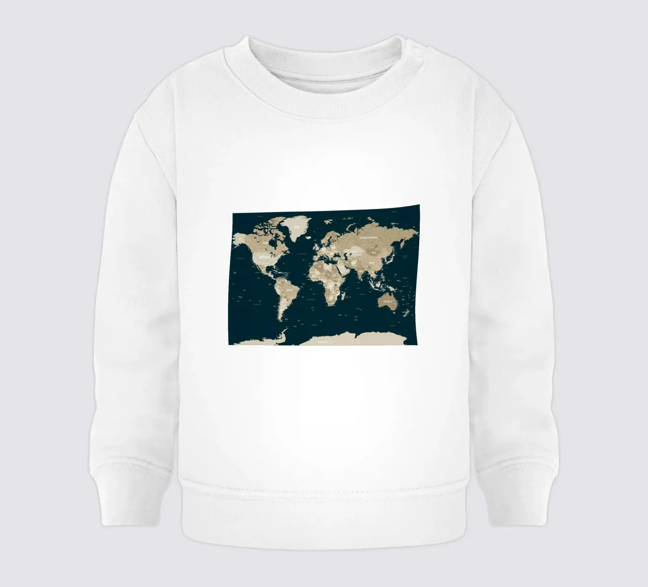 Mappa del mondo blu e marrone felpa neonato da Aiden Garcia