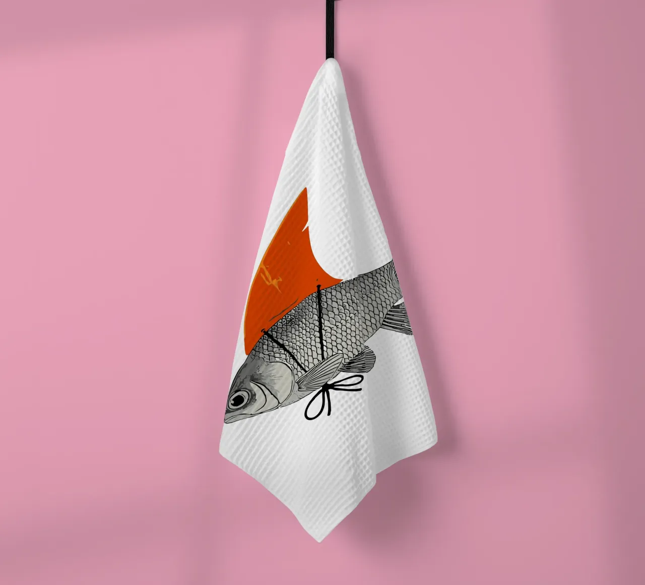 Poisson rouge avec un aileron de requin torchon de isokun