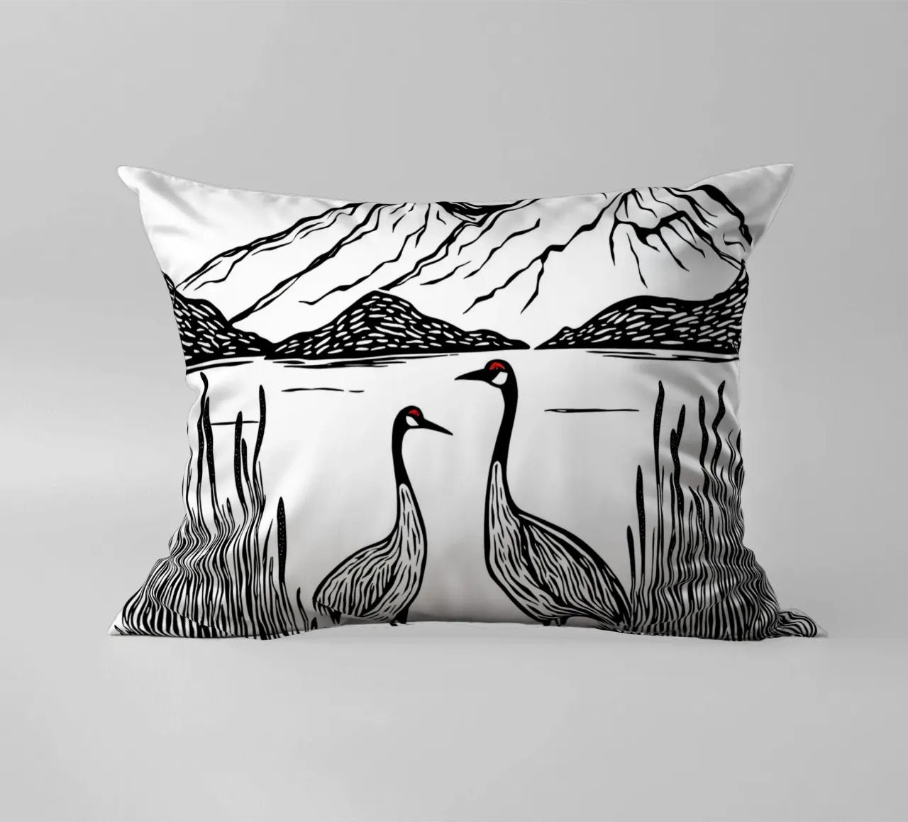 Cranes in Harmony cuscino da Indigo Rain