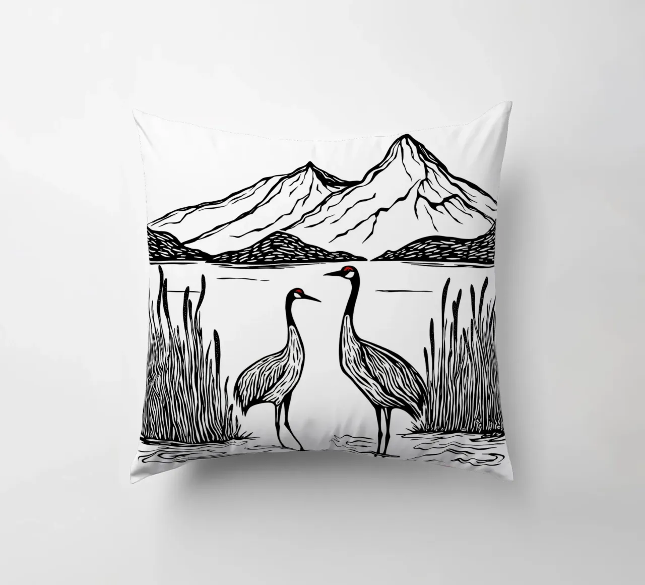 Cranes in Harmony cuscino da Indigo Rain