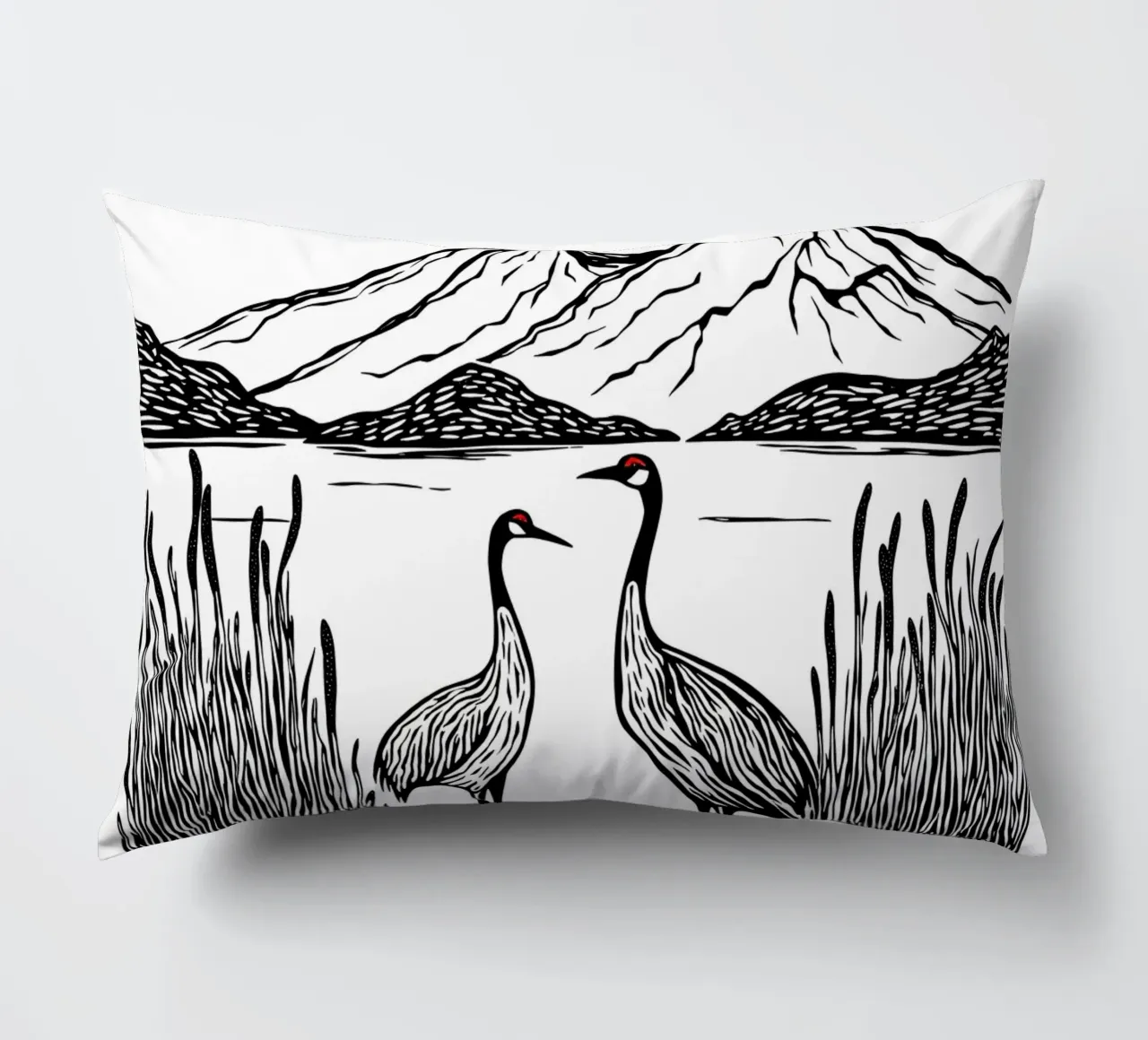 Cranes in Harmony cuscino da Indigo Rain