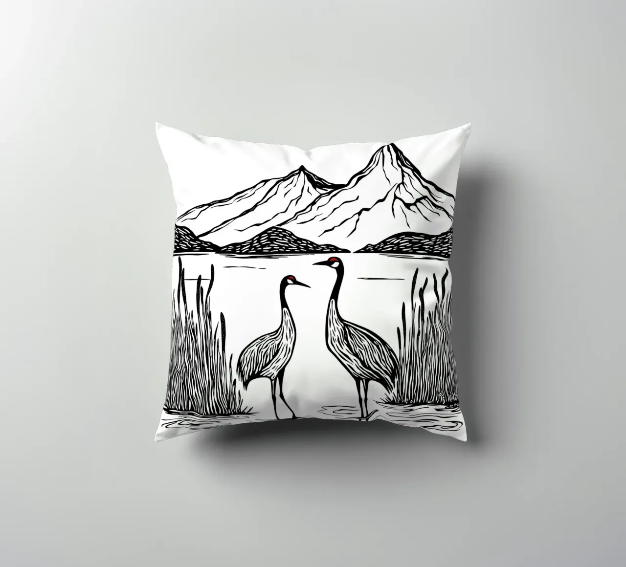 Cranes in Harmony cuscino da Indigo Rain