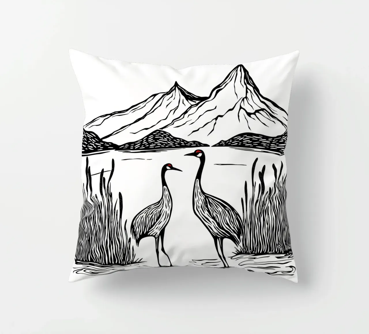 Cranes in Harmony cuscino da Indigo Rain