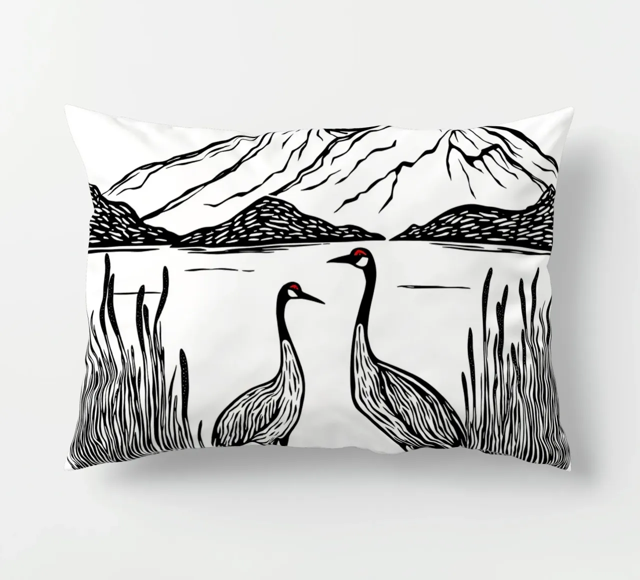 Cranes in Harmony cuscino da Indigo Rain