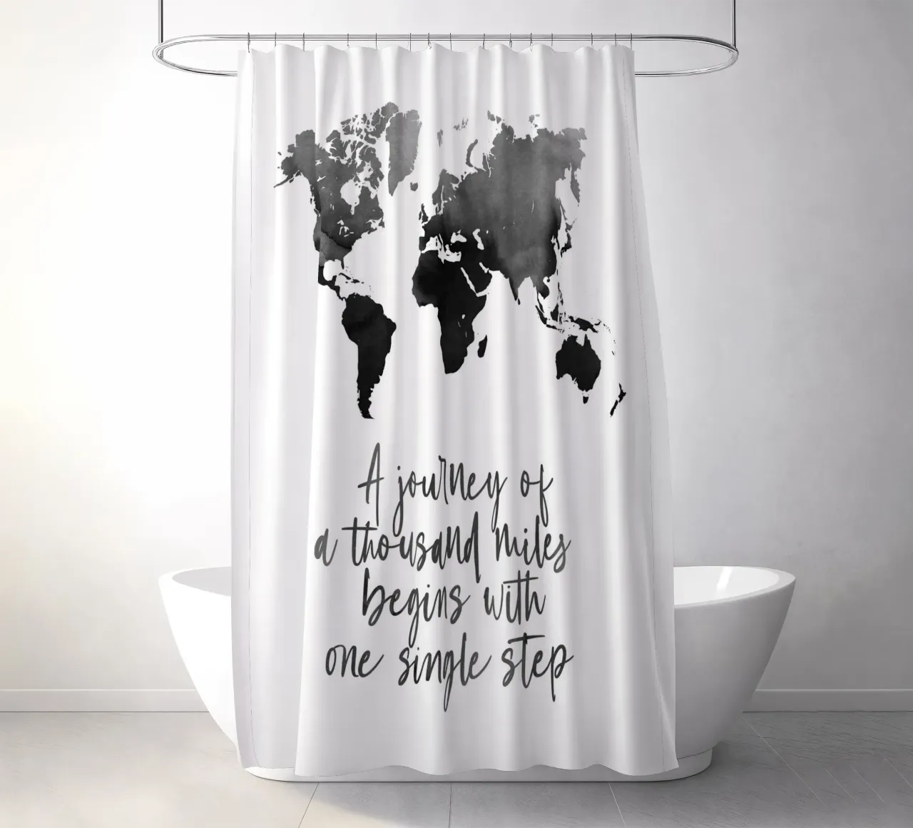 A thousand miles shower curtain by BAINAI QUOTES