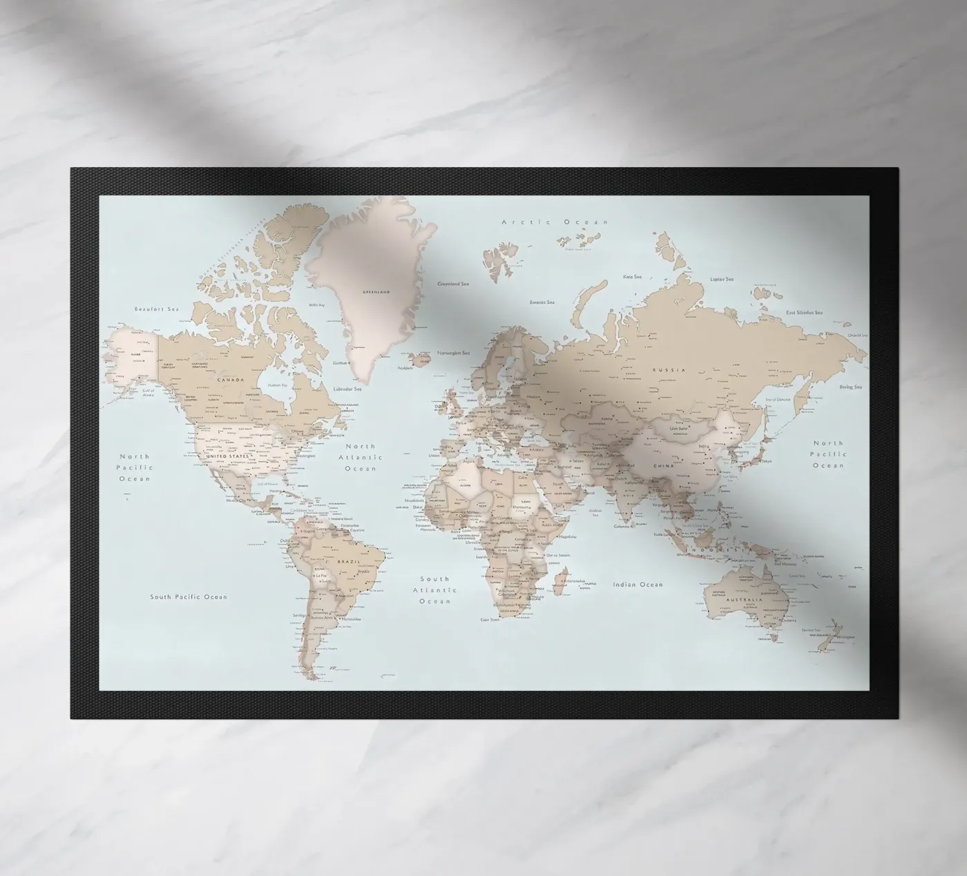 Renisha world map doormat by Aiden Garcia