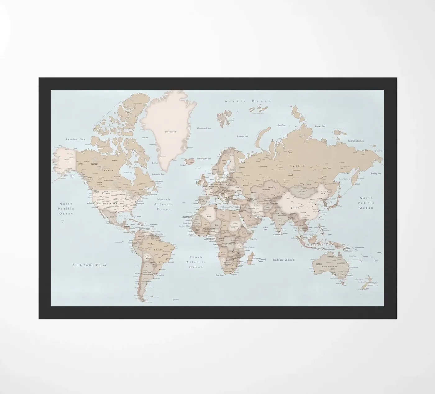 Renisha world map doormat by Aiden Garcia