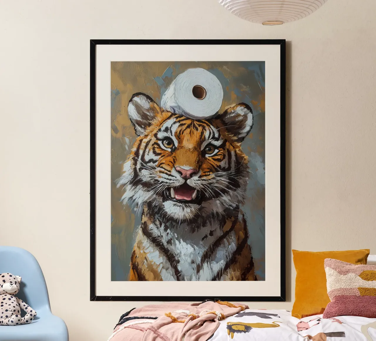 Tiger with Toilet Paper hahnemühle by Adrian Patel