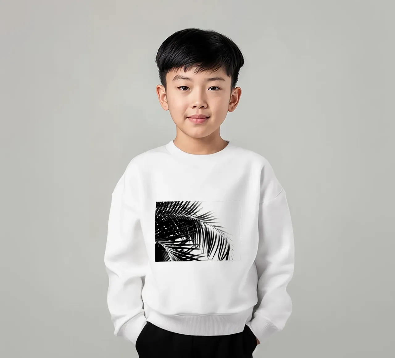 Palm Leaves Negro Blanco 3 sudadera para niño de Matthew Katz