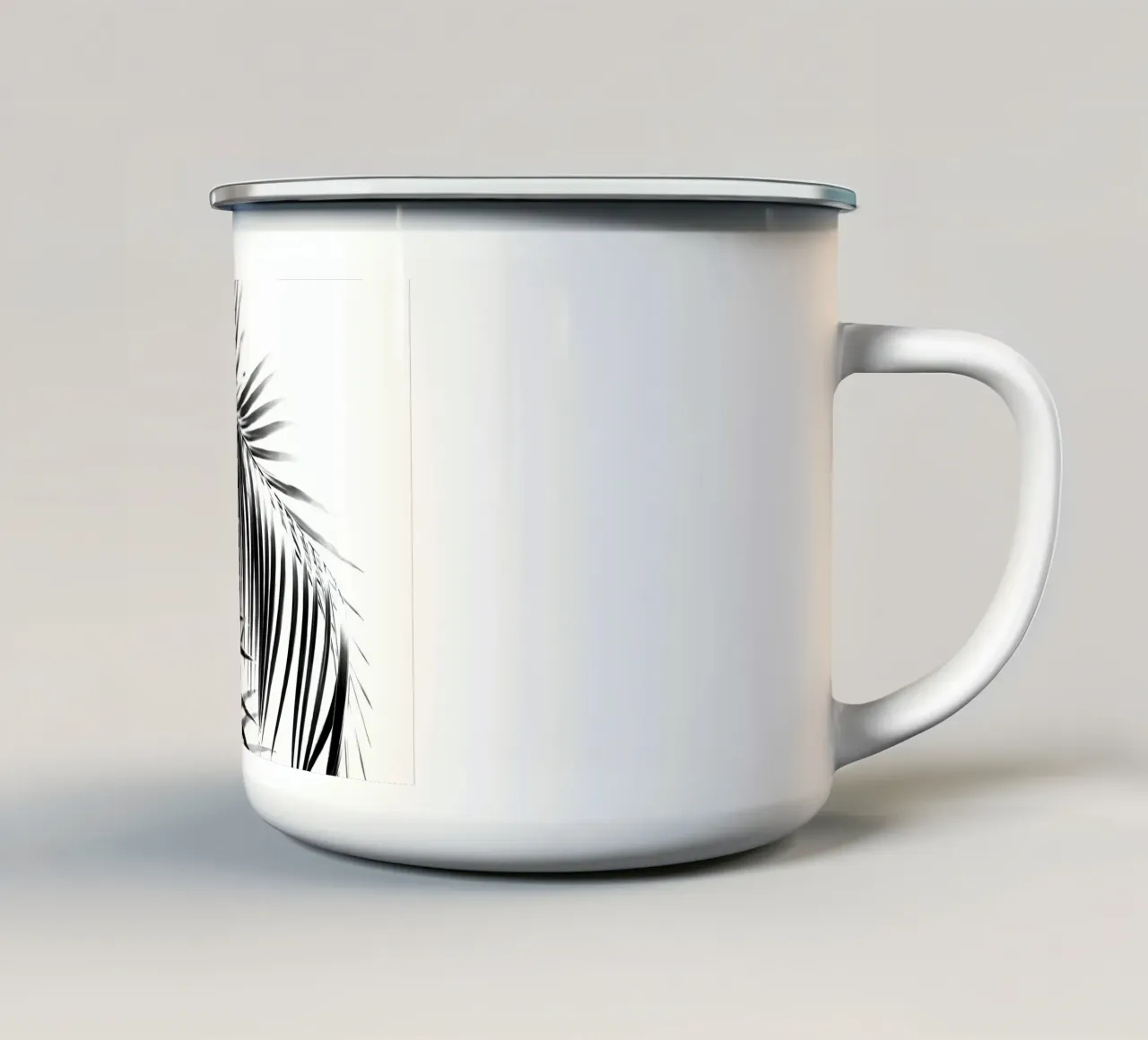 Foglie di palma nero bianco 3 tazza in smalto da Matthew Katz