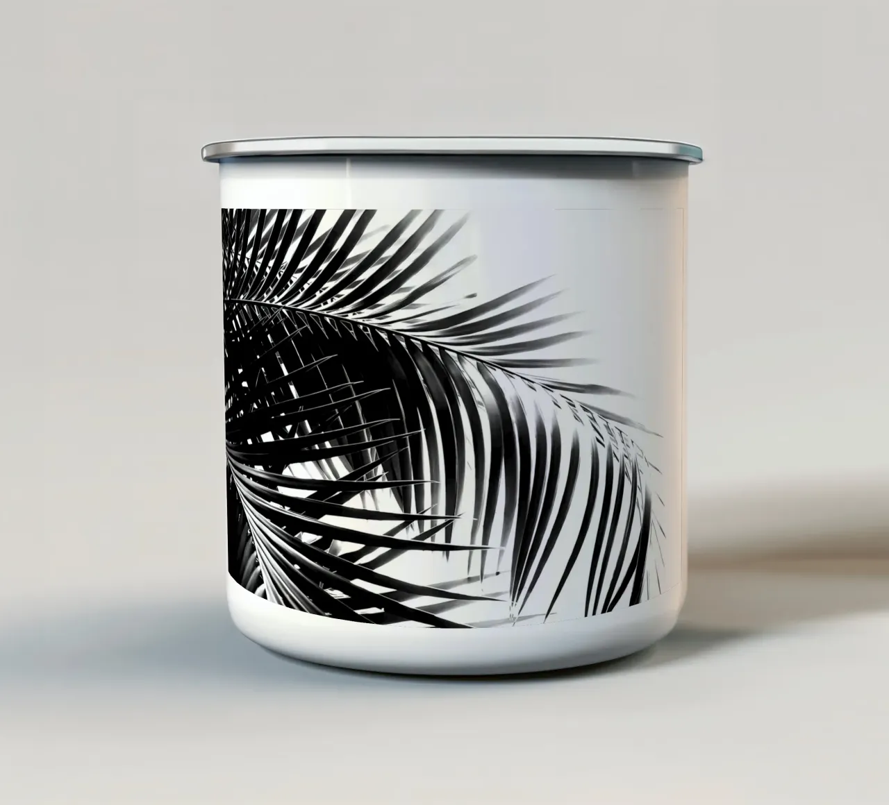 Foglie di palma nero bianco 3 tazza in smalto da Matthew Katz