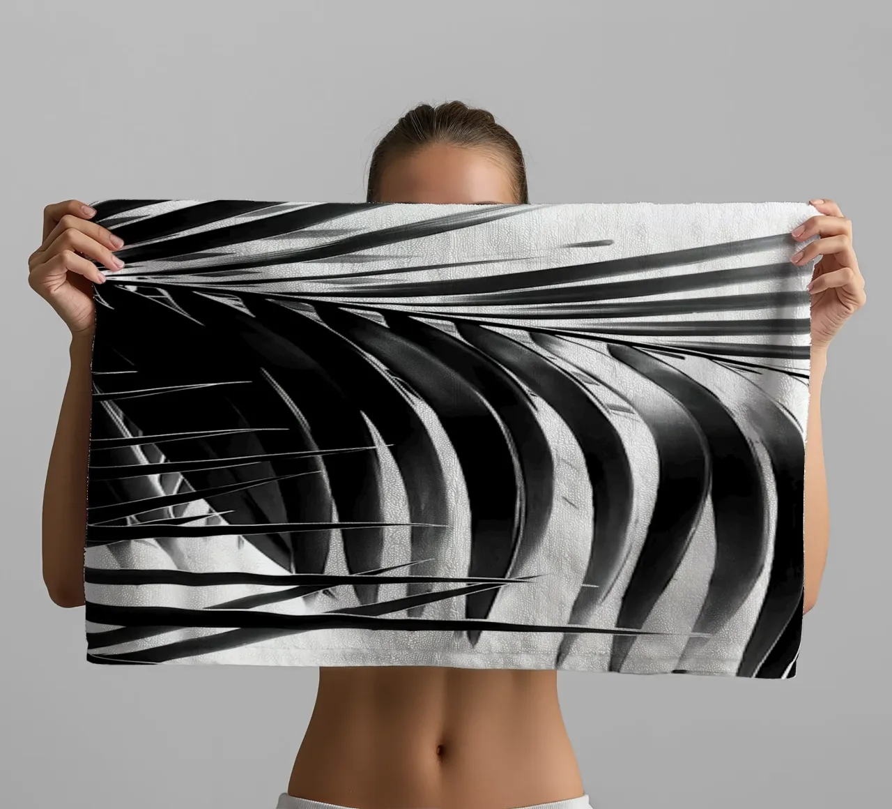 Foglie di palma nero bianco 3 asciugamano da bagno da Matthew Katz