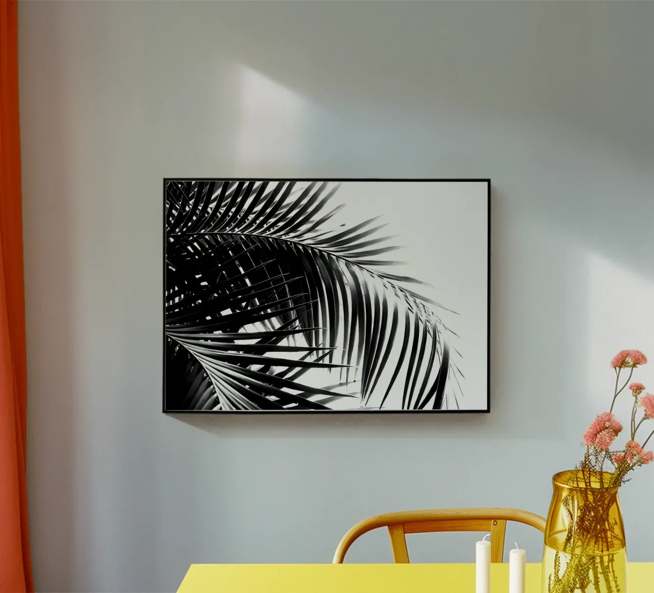 Palm Leaves Black White 3 acrylic glass by Matthew Katz
