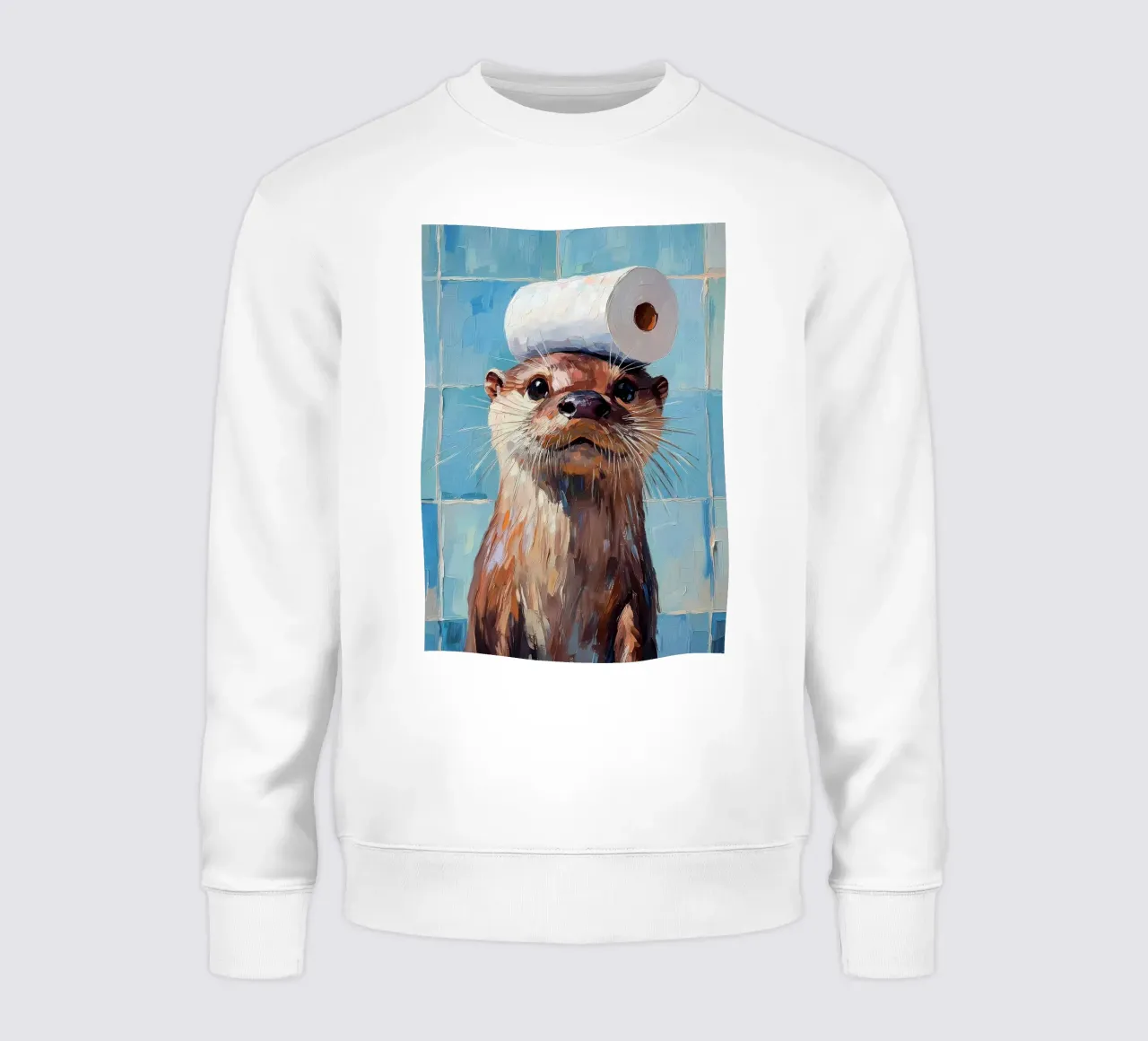 Otter with Toilet Paper Hat sweatshirt by Adrian Patel