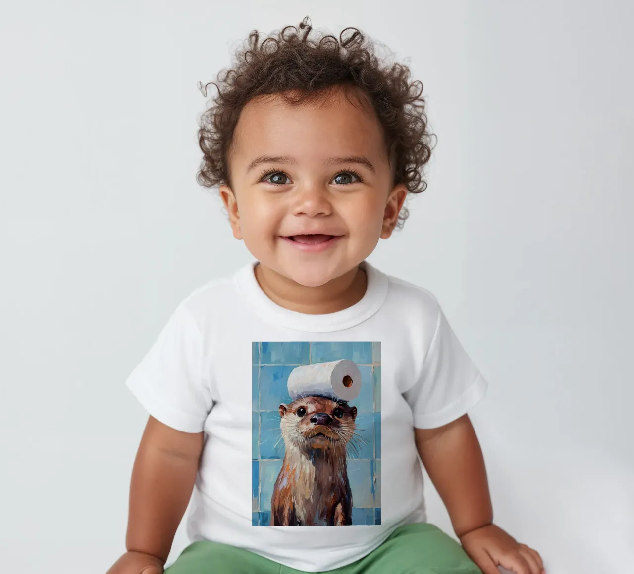 Otter mit Toilettenpapierhut Baby T-Shirt von Adrian Patel