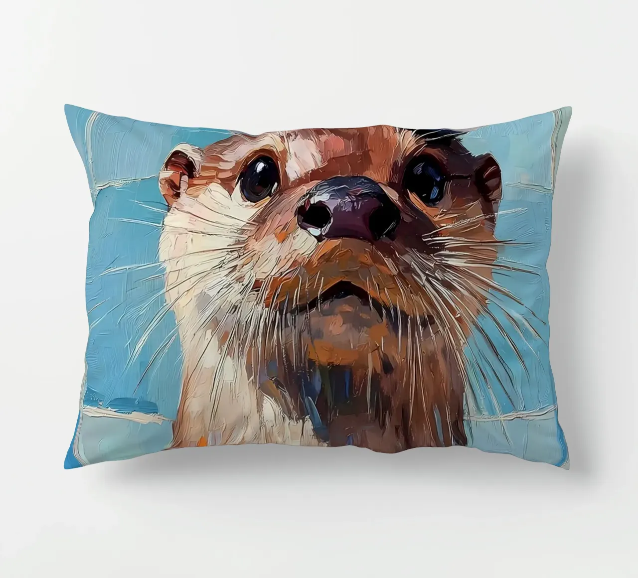 Otter with Toilet Paper Hat decorative cushion by Adrian Patel
