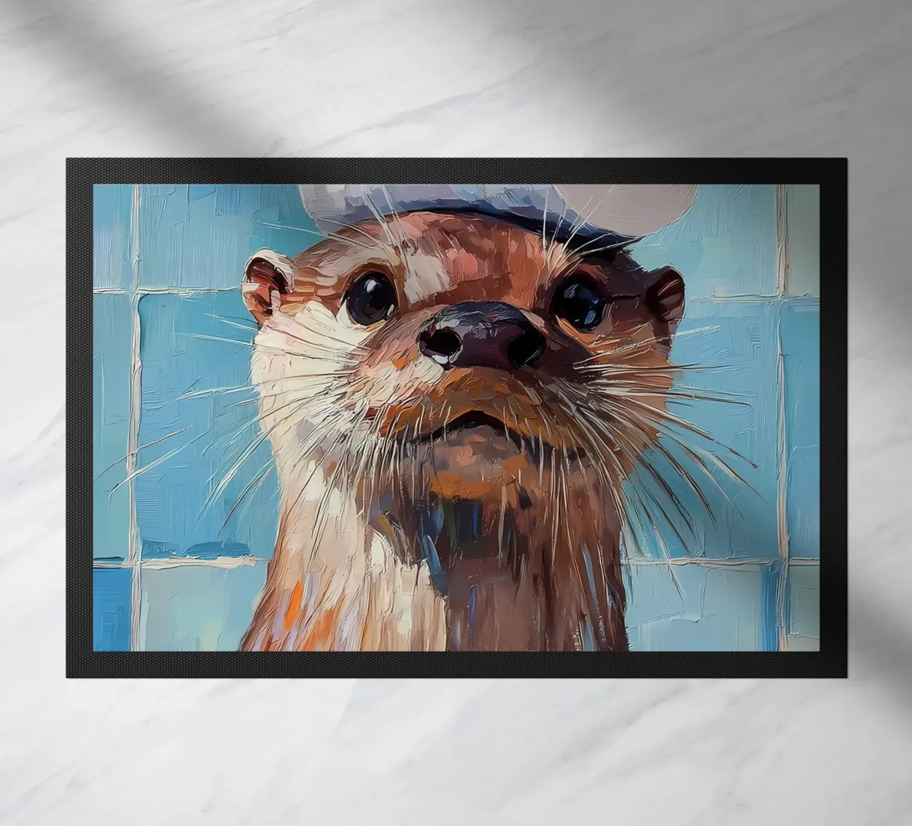 Lontra con cappello di carta igienica zerbino da Adrian Patel