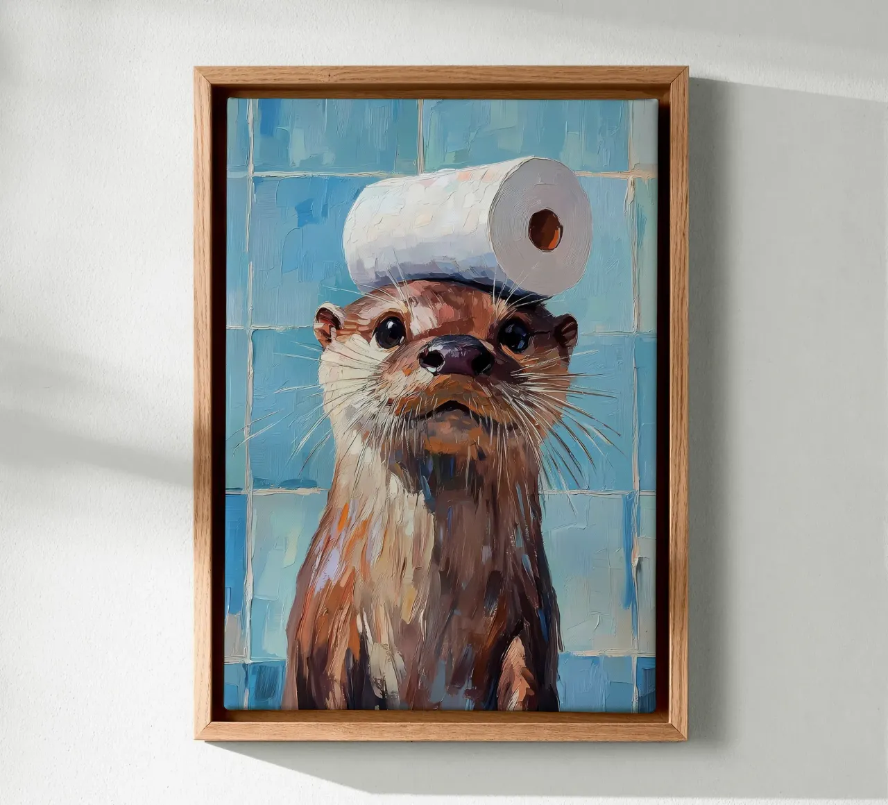 Otter met wc-hoed canvas van Adrian Patel