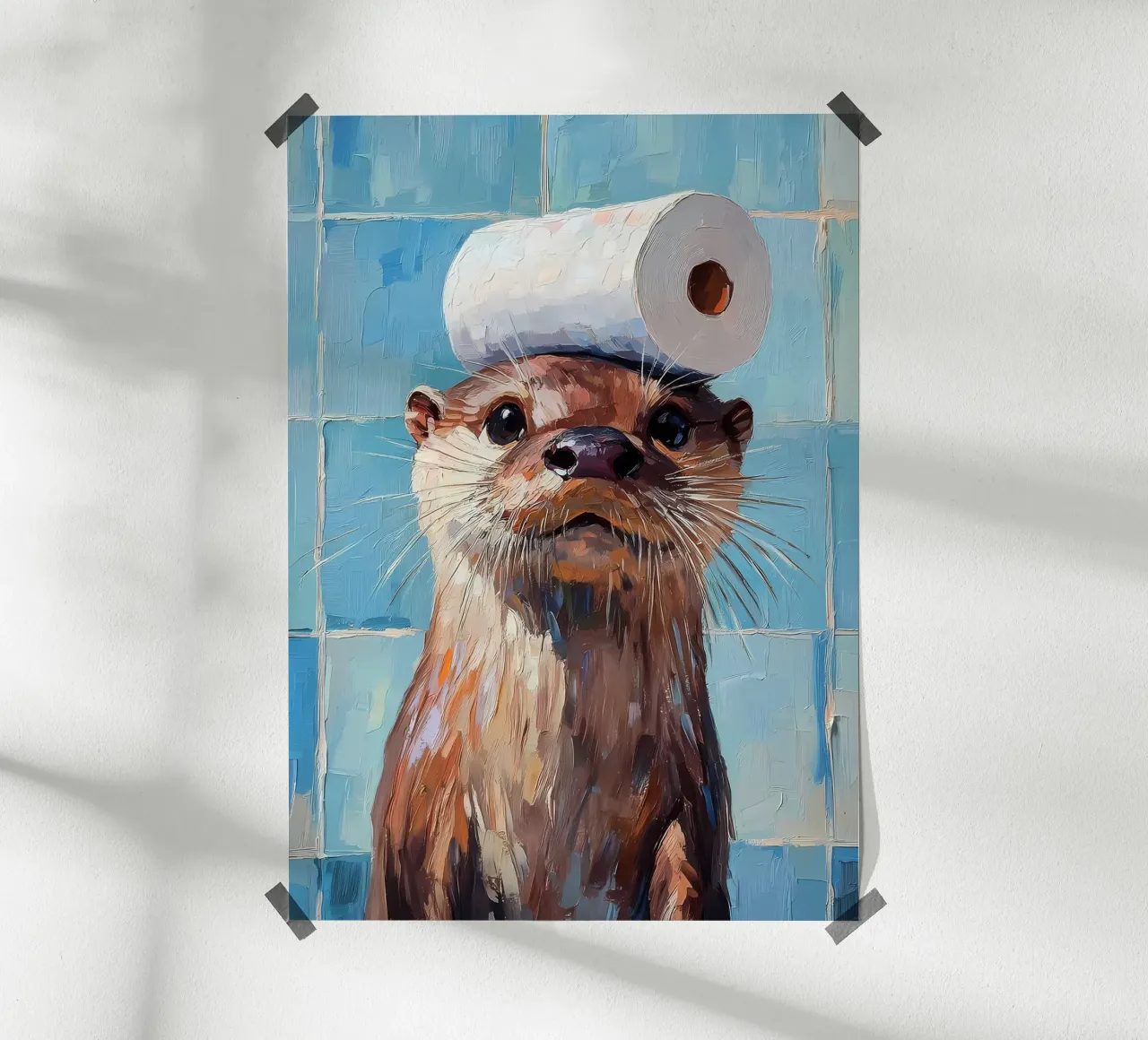 Otter met wc-hoed hahnemühle van Adrian Patel