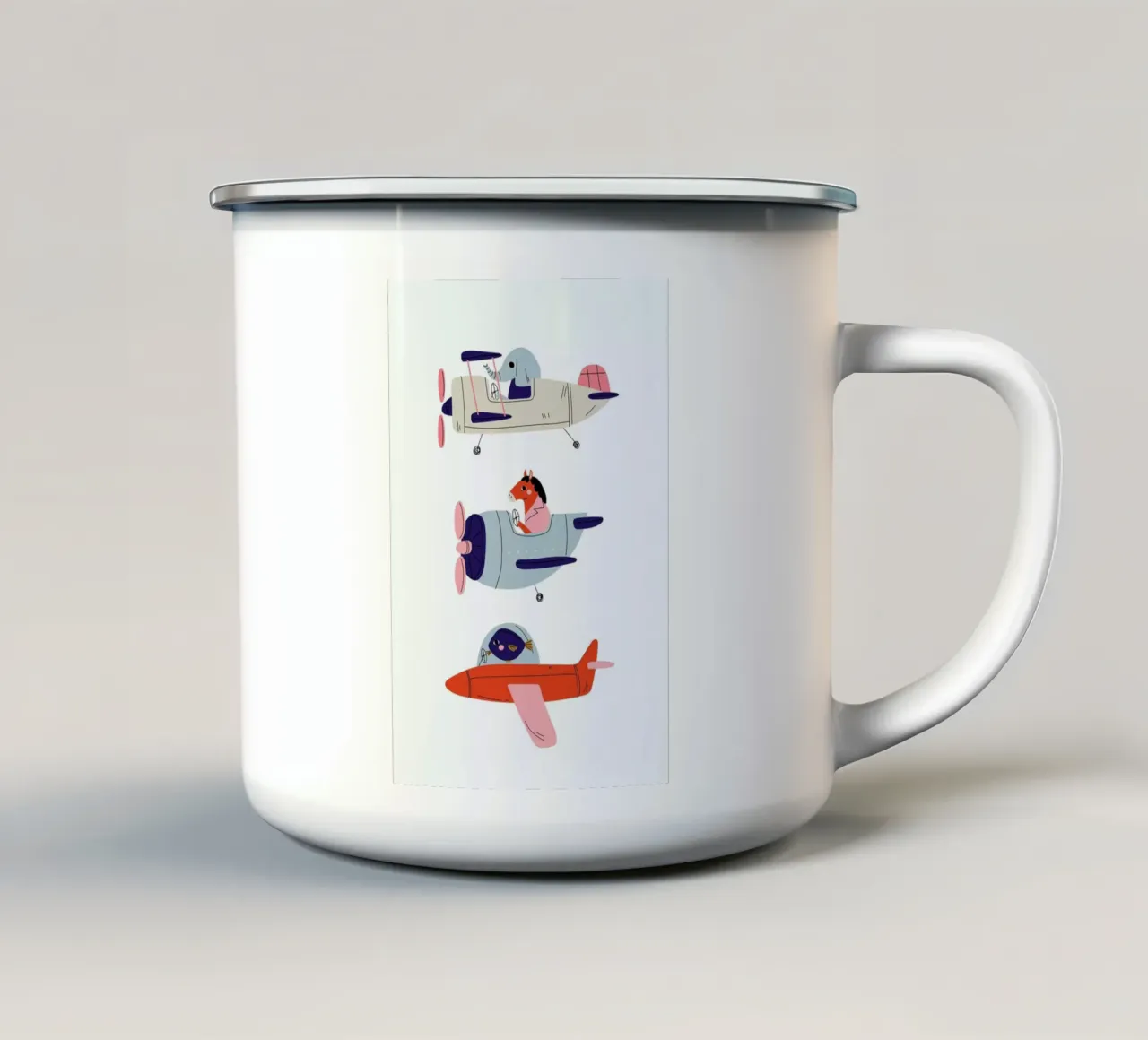 Aeroplane Race II tazza in smalto da Little Flourishes