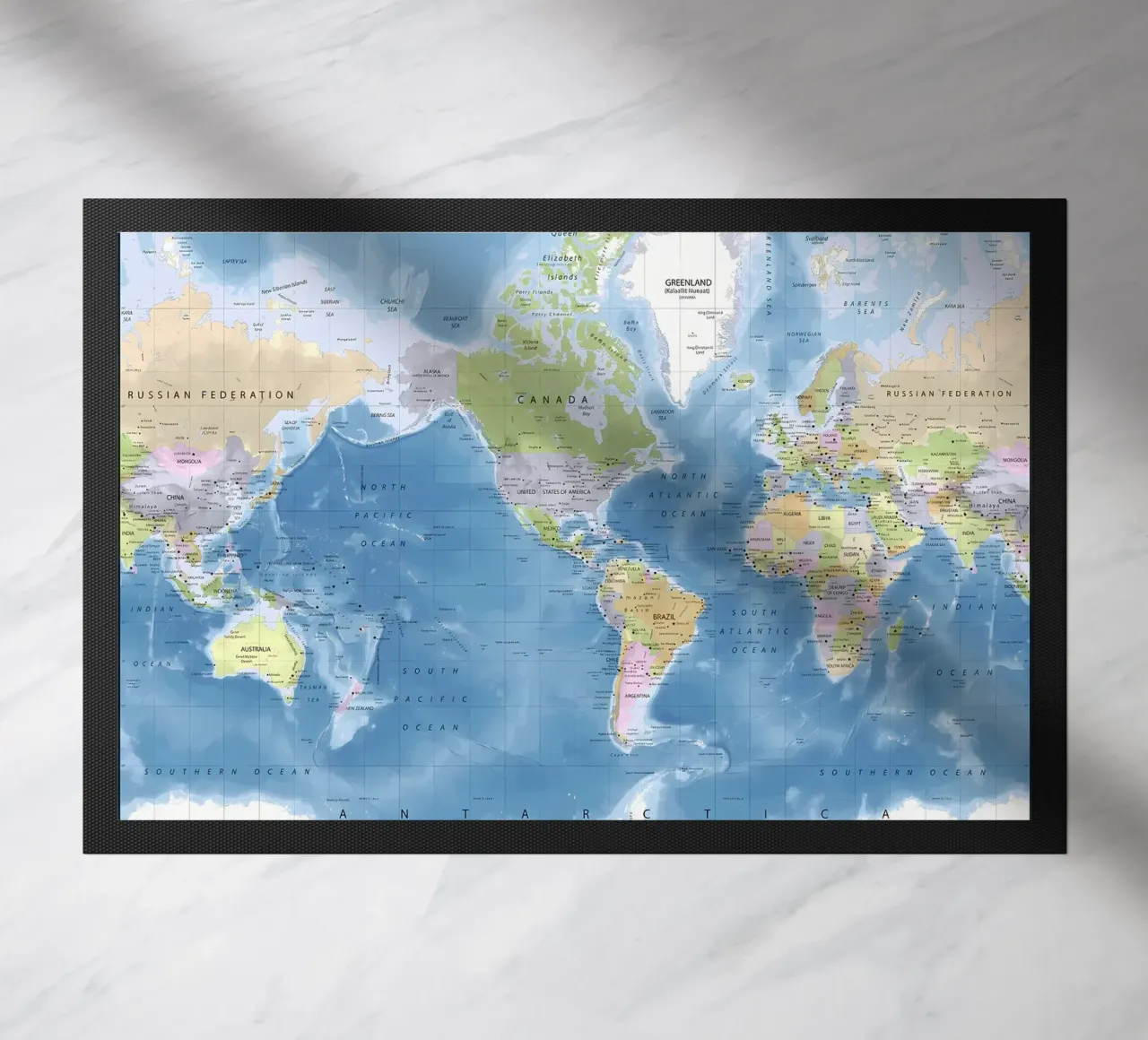 World map doormat by Aiden Garcia