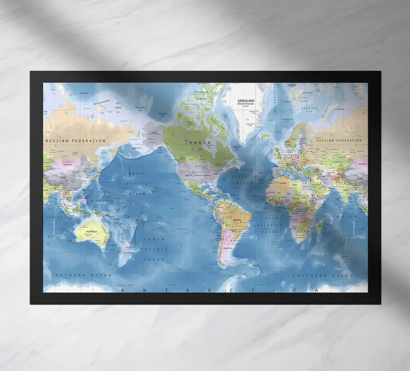 World map doormat by Aiden Garcia