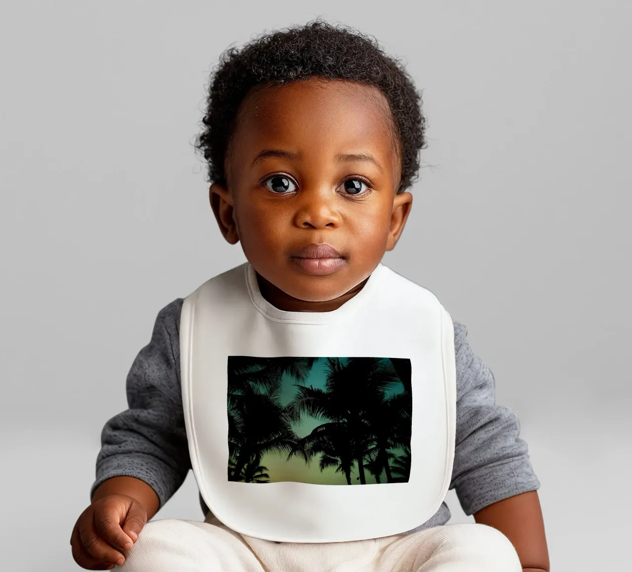 Palm trees baby bib by Matthew Katz