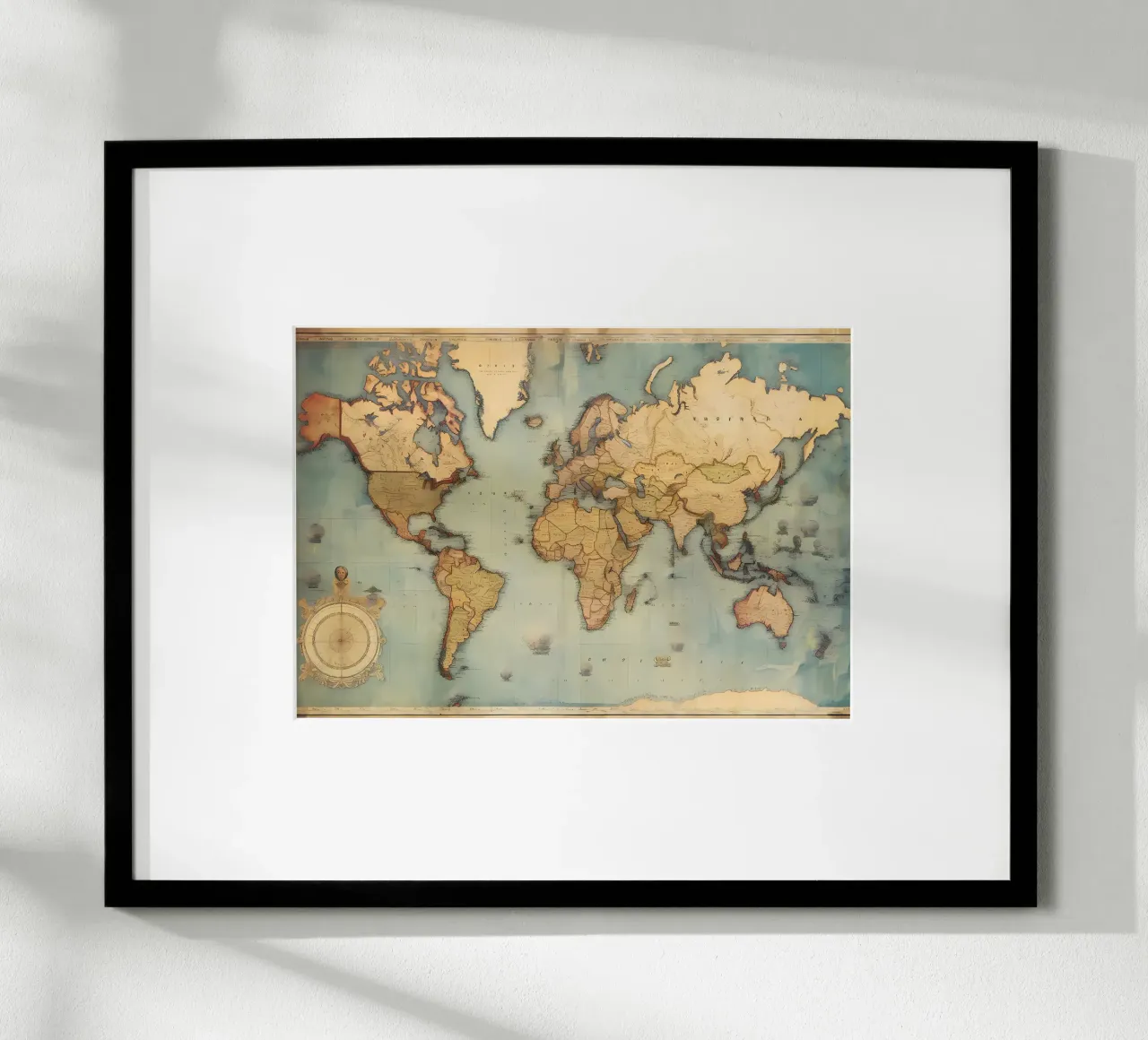 Mappa del mondo d'epoca poster da Aiden Garcia