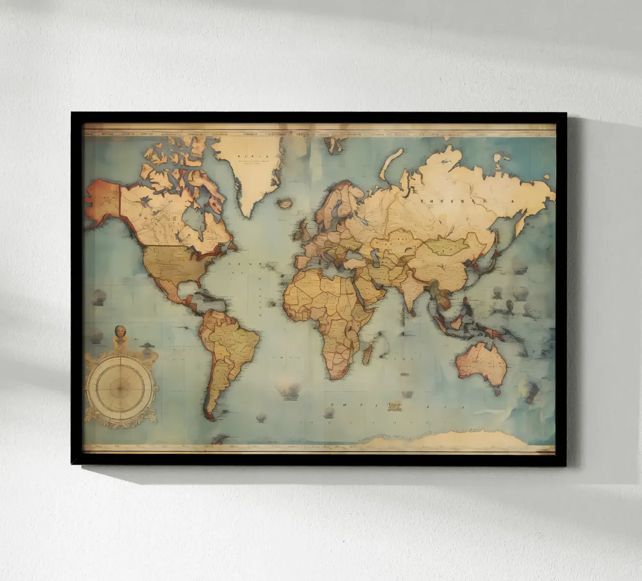 Mappa del mondo d'epoca poster da Aiden Garcia