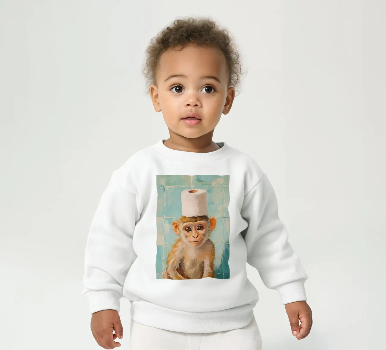 Monkey with Toilet Paper Hat baby sweatshirt by Adrian Patel