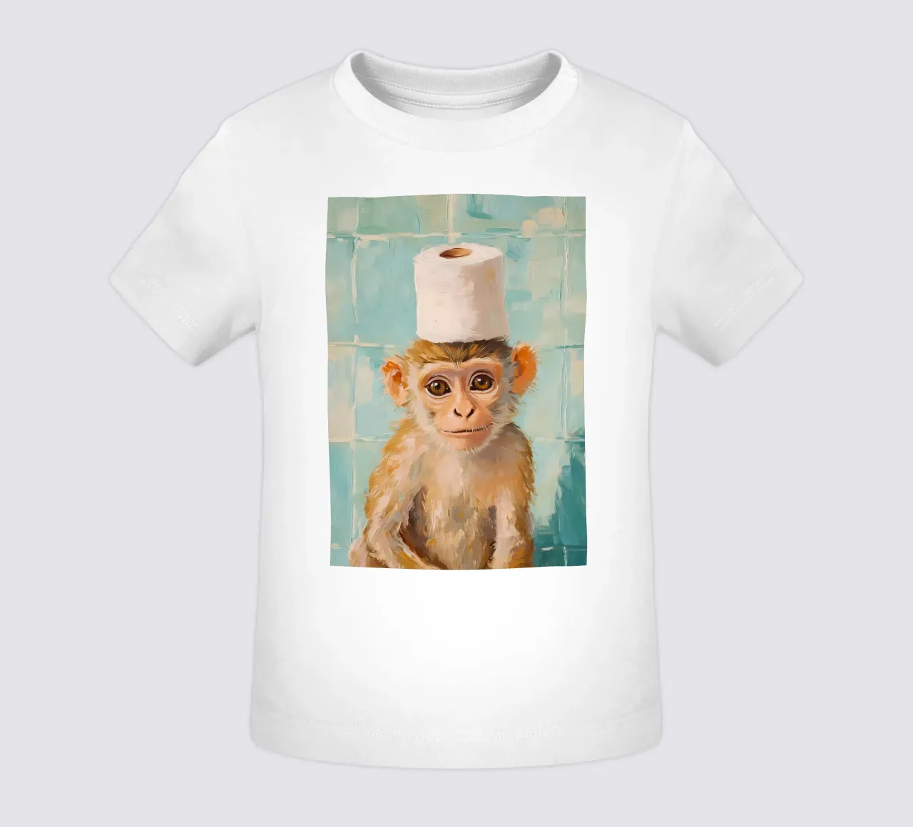 Monkey with Toilet Paper Hat baby t-shirt by Adrian Patel