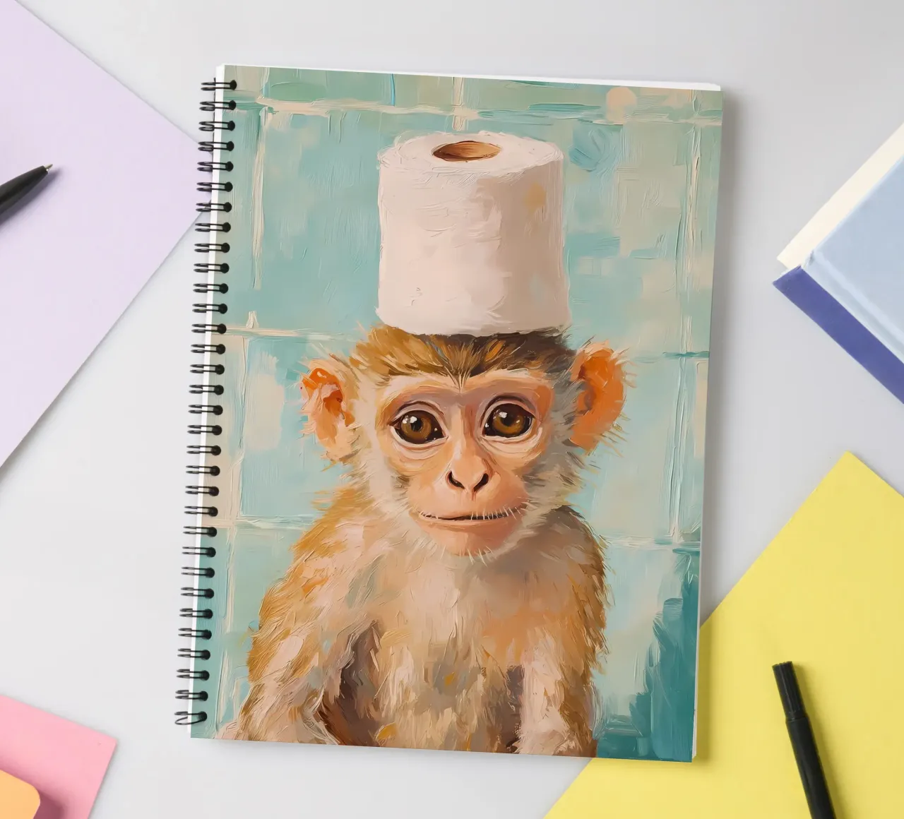 Affe mit Toilettenpapierhut Ringbuch von Adrian Patel