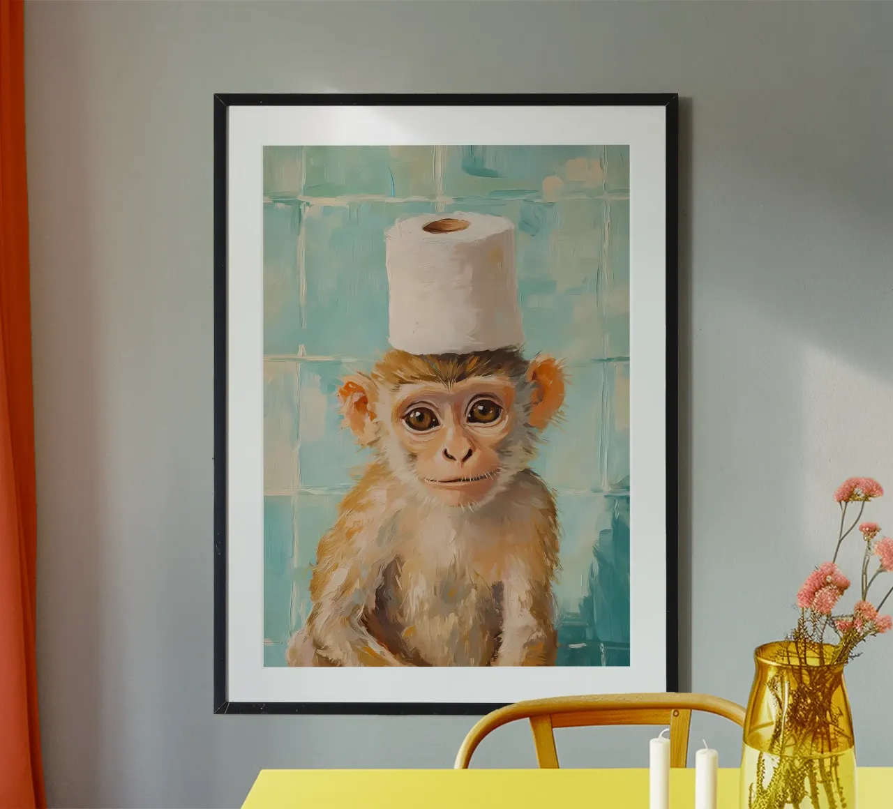 Affe mit Toilettenpapierhut Hahnemühle von Adrian Patel