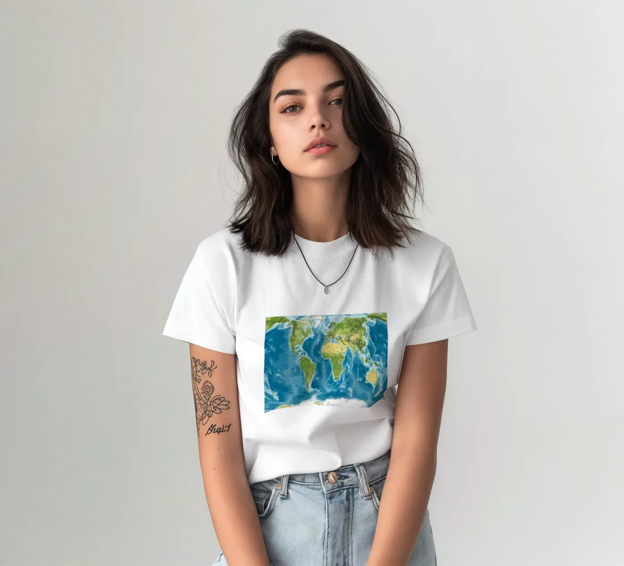 Physical world map t-shirt by Aiden Garcia