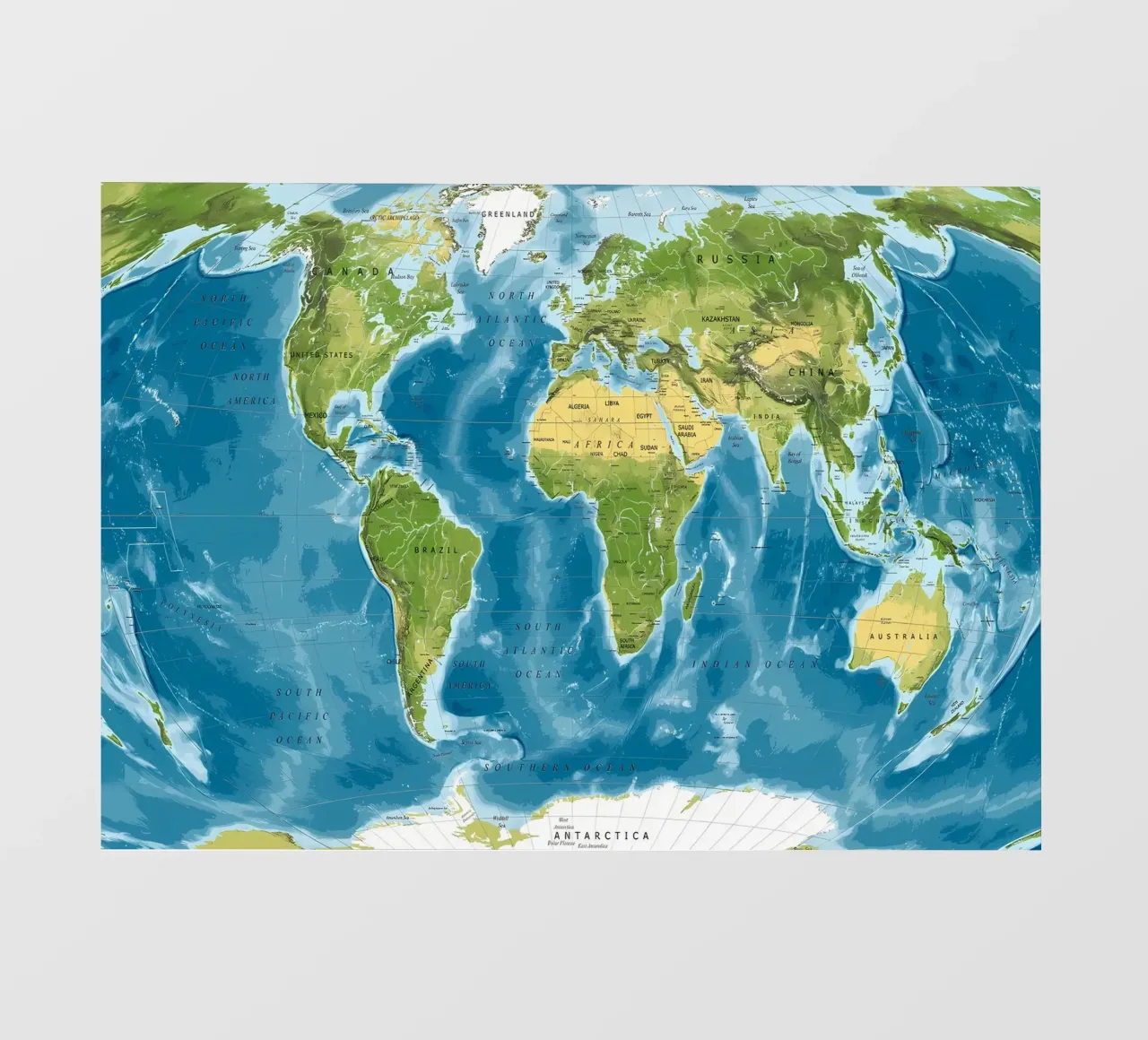 Mappa del mondo fisico telo in pvc da Aiden Garcia